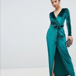 Velvet Wrap Maxi Dress